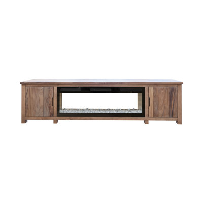 Console Umey avec foyer électrique, télécommande, brun moyen 93 pouces