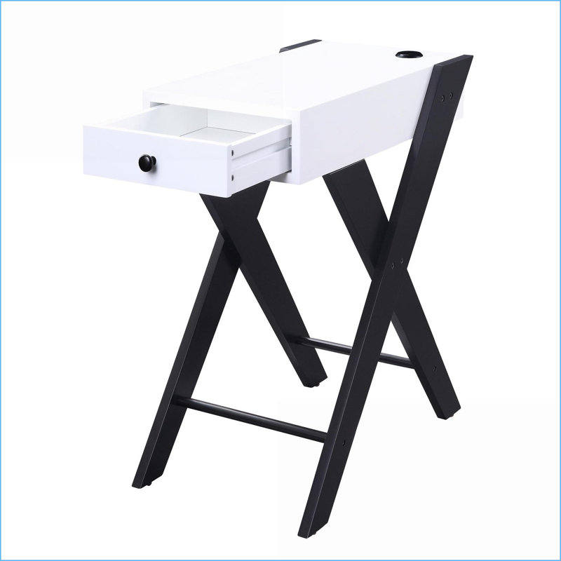 Blanc et blanc Table basse noire à pieds en X avec ports USB Tiroir de rangement pour le salon