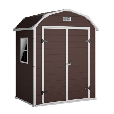 6 x 4.5 Ft Outdoor Storage Shed, Durable All-Weather Resin Construction, Weather-Resistant Garden Storage Solution for Backyard Organization