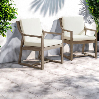 Ensembles de salle à manger de patio, chaises rembourrées modernes en bois d'acacia pour jardin de patio
