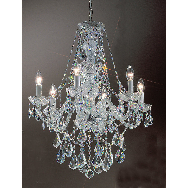 Lustree 6 lumières façon bougie/classique Greig, Crystalique, Chrome