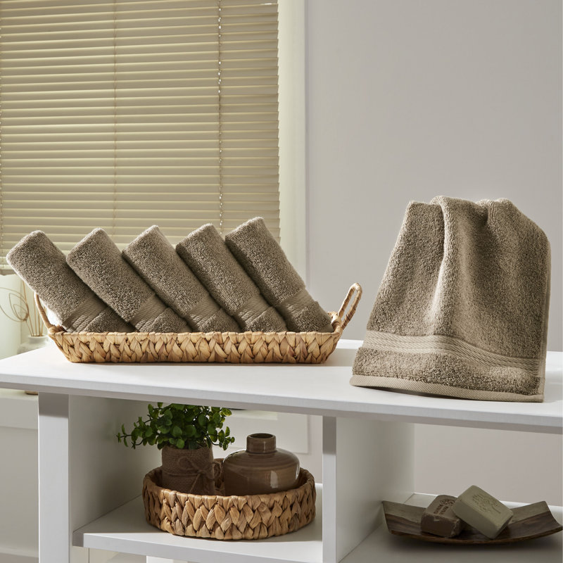 Ensemble de serviettes de bain 6 pièces 13 x 13 Ozdilek, Marron clair, Gant de toilette - paquet de 6