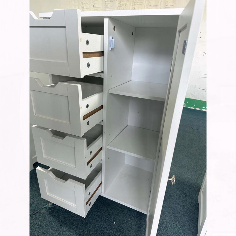 33.46 Inch Bathroom Storage Cabinet with 4 Drawers and 1 Door
