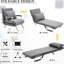 Fauteuil-lit gris convertible à 5 positions avec coussin et structure en acier pour lit pliant de bureau à domicile, personne seule réglable