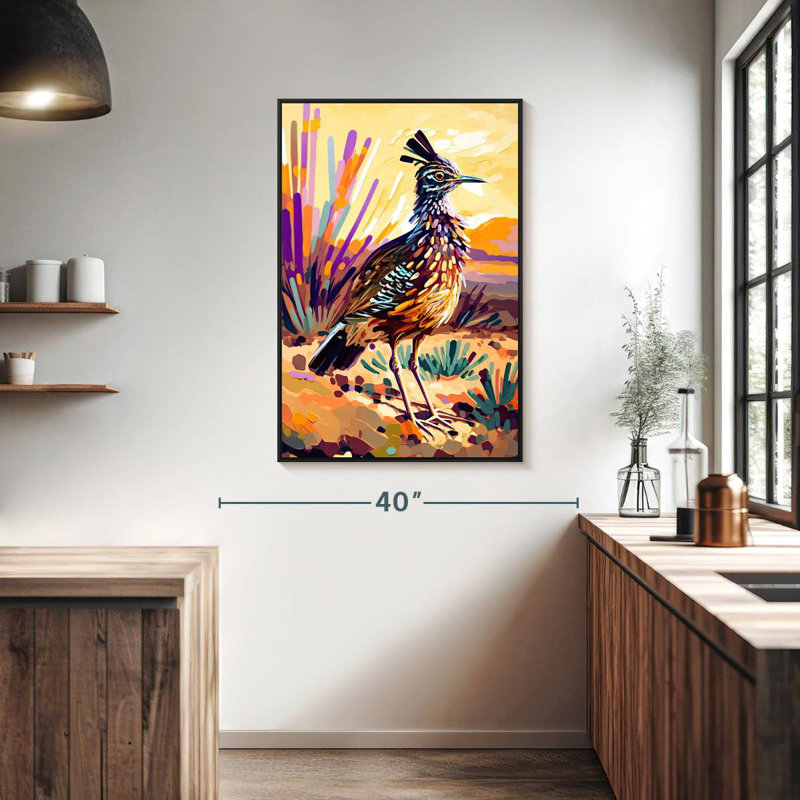 Roadrunner du désert, Cadre flottant noir, 27 po x 40 po