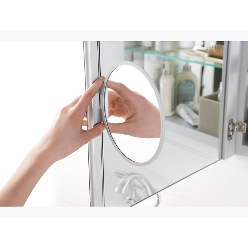Verdera® Aluminum Medicine Cabinet with Adjustable Magnifying Mirror and Slow-Close Door, 30"H x 34" W x 4.75" D