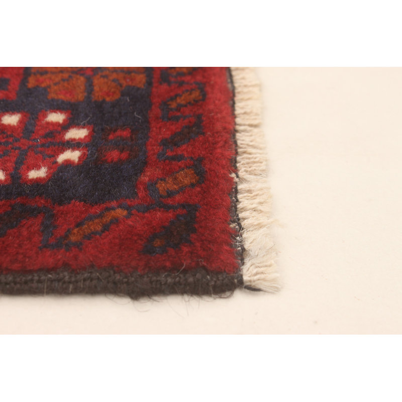 Tapis rouge noué à la main 3 pi 6 po x 6 pi 7 po Teimani