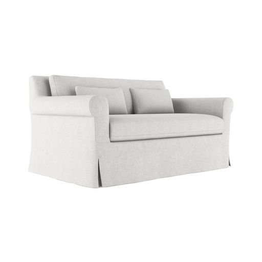 Ludlow Rolled-Arm Skirted Loveseat, 34" H x 60" W x 42" D, Plush Velvet Silver Streak, Weathered