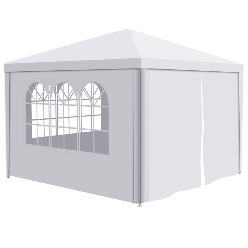 Auvent de mariage 10 pi x 10 pi pour tente de réception d'extérieur robuste + 4 murs amovibles, Blanc