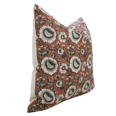 Fabdivine Premium Hand Block Print Cushion – Sofa & Couch Accent Cover, Sunflower
