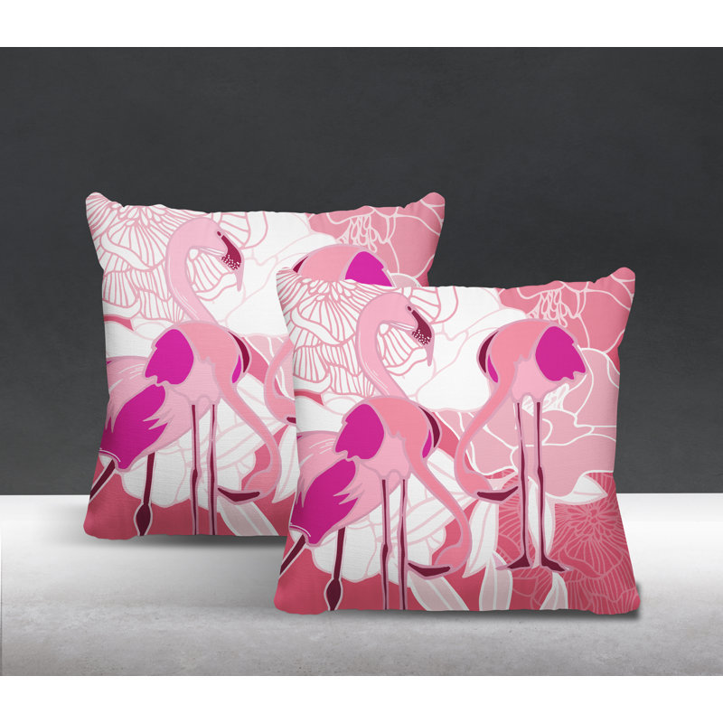 Outdoor Reversible Throw Pillow, 15W" x 15H", Pink