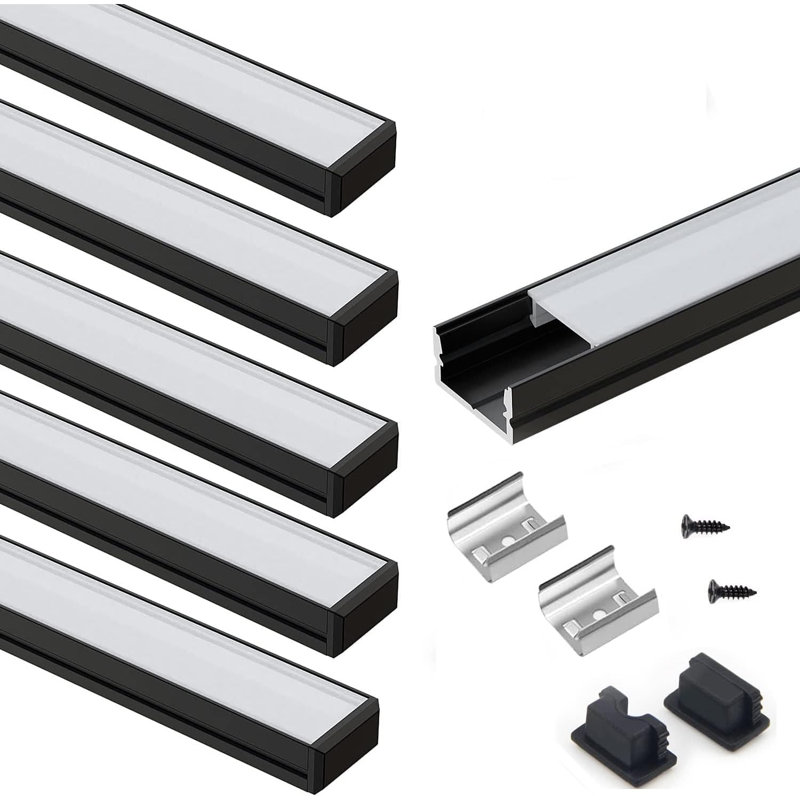 6-Pack 3.3 ft. Aluminum LED Strip Channel Track with Milky Diffuser Cover, Cuttable U-Shaped Profile