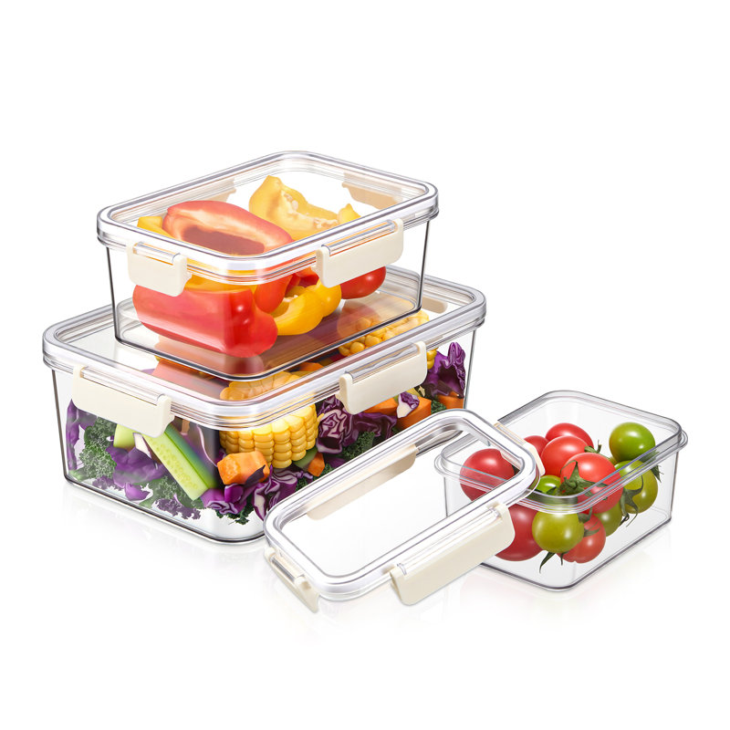 Sorbus Airtight Clear Food Storage Container Plastic Stackable, Snap Lid BPA free – 3 Pack, White, White - 3 Pack