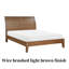 Grand lit plateforme transitionnel avec tête de lit-bateau - brun clair, placage en bois d'hévéa, aucun sommier tapissier requis