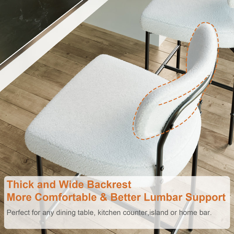 Osborne 26" H Upholstered Bar Stools Counter Height Bar Stools With Adjustable Foot Pads, 4, White