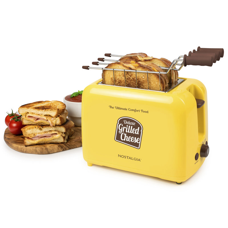 Nostalgia Deluxe Grilled Cheese Sandwich Toaster with Easy-Clean Toasting Baskets, Adjustable Toasting Dial and Extra Wide Slots