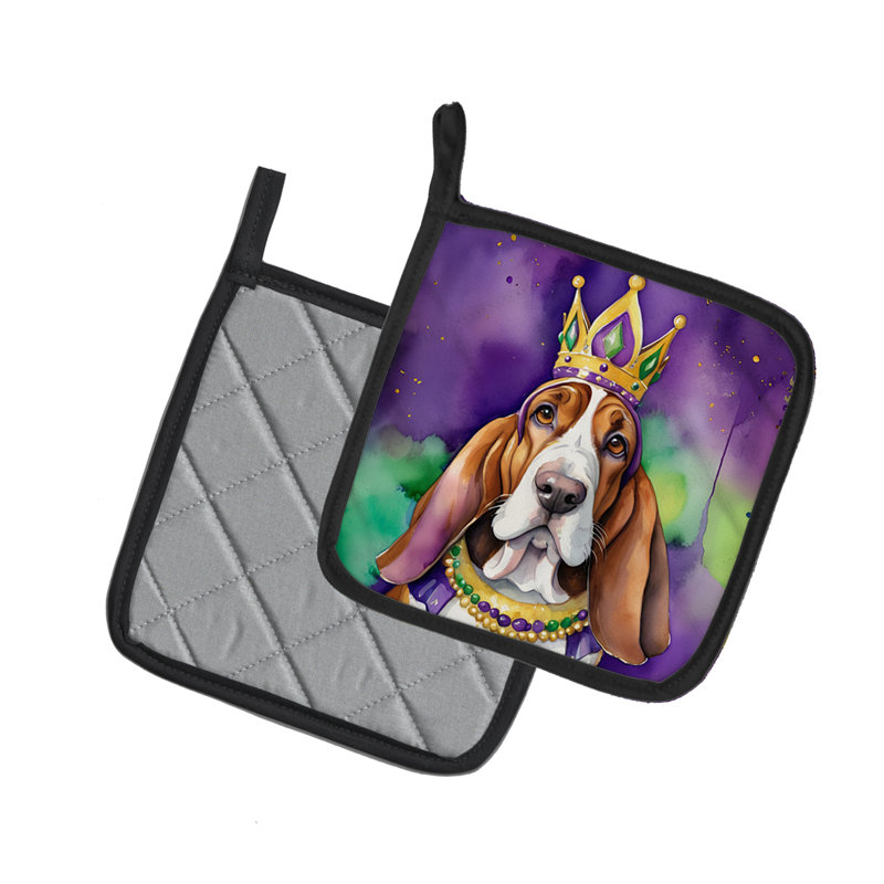 Paire de poignées Basset Hound King of Mardi Gras