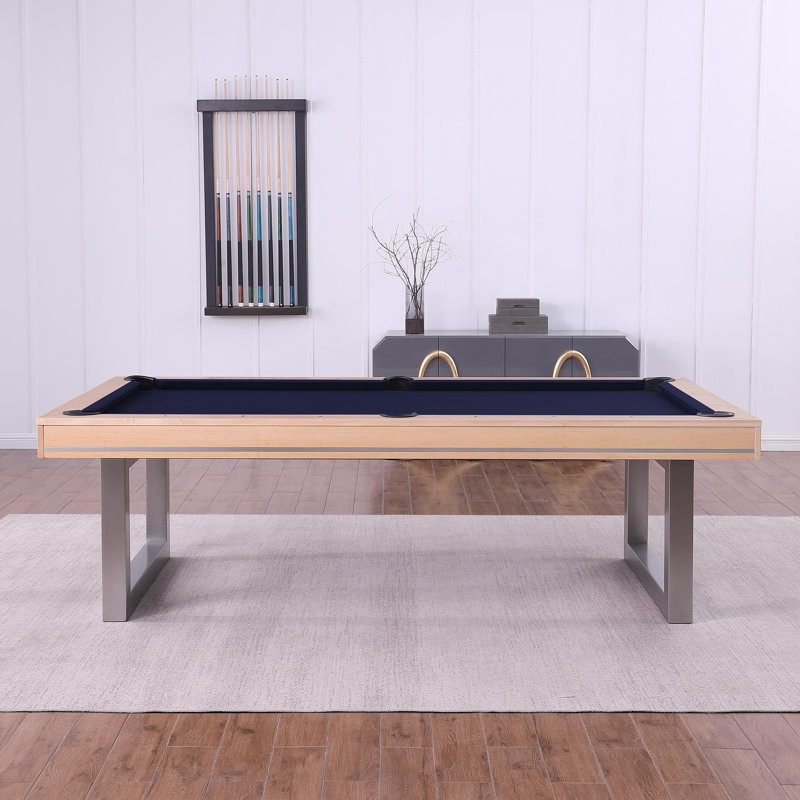 Table de billard en bois massif Harmony, 7 pi, Bleu marine résistant à l'eau, Chêne Naturel