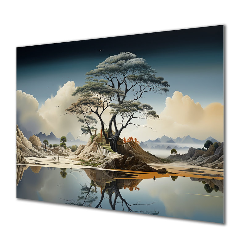 Paysage surréel surréalisme IV - Paysage abstrait, H 16 po x l 32 po x P 1 po
