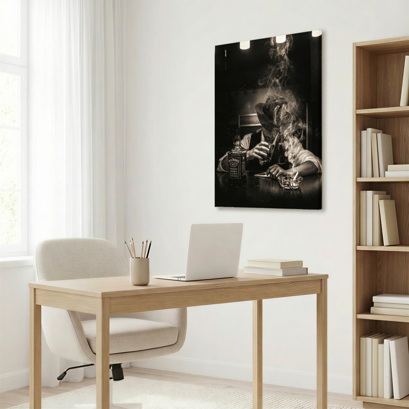 Ensemble de 1 tableau sur toile représentant un homme qui fume, 3248