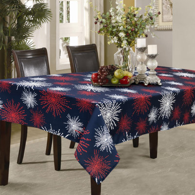 Ottis Celebration Fireworks Easy-Care Fabric Rectangular Tablecloth