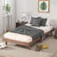 Structure de lit plateforme moderne en noyer flottant
