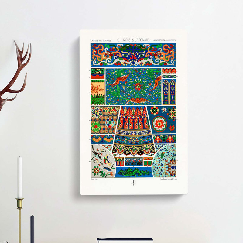 Chinese and Japanese Pattern by Albert Racinet - Wrapped Canvas, 50cm H x 35cm W x 3cm D