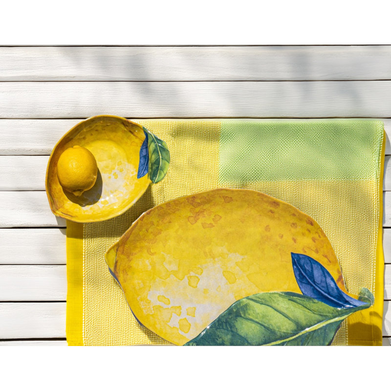 Lemon Orchard Melamine Lemon Shape Serving Platter - Yellow - 17.3"