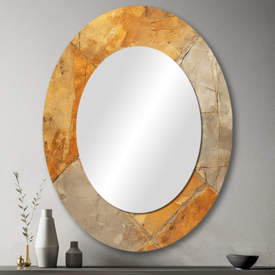 Charm mosaïque mosaïque abstraite dorée - miroir mural ovale moderne doré