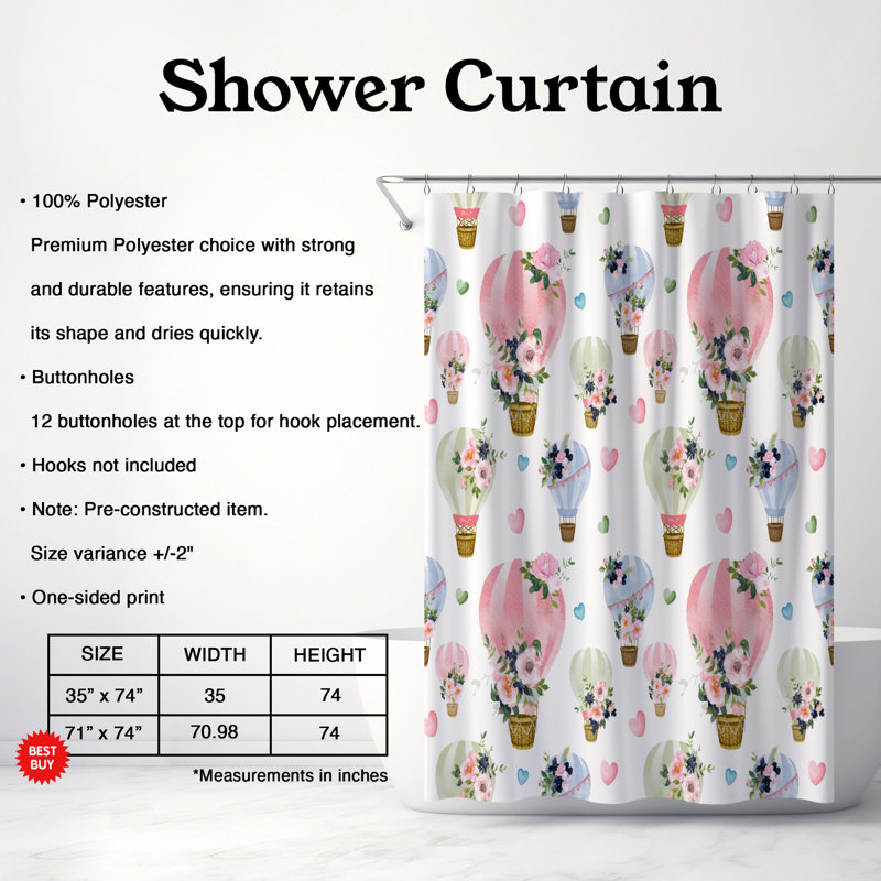 Rideau de douche Affection, H 74 po x l 71 po