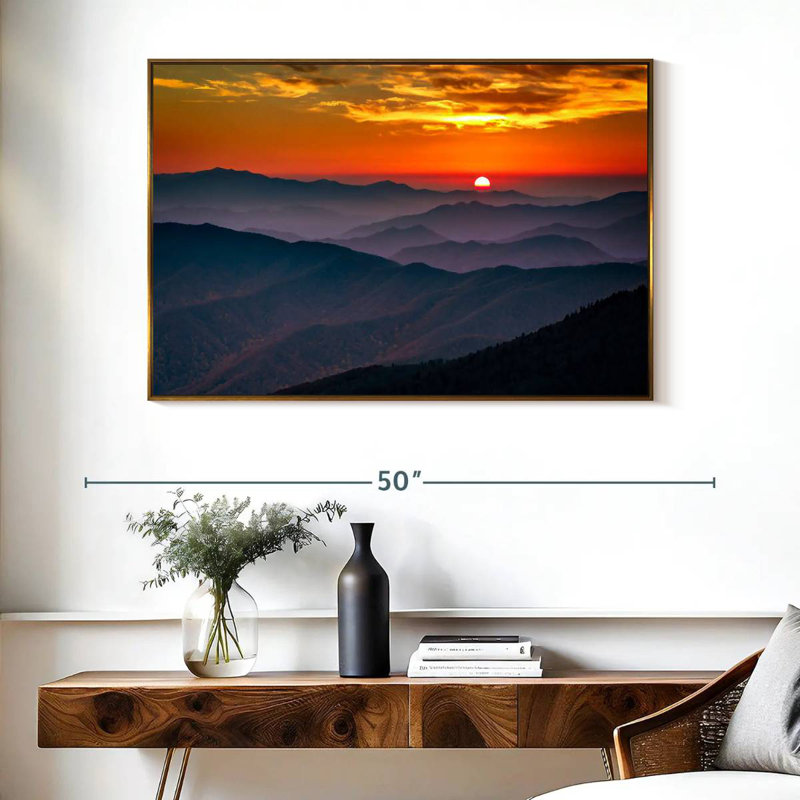 Blue Ridge Mountains, 40 po x 27 po, Cadre flottant doré
