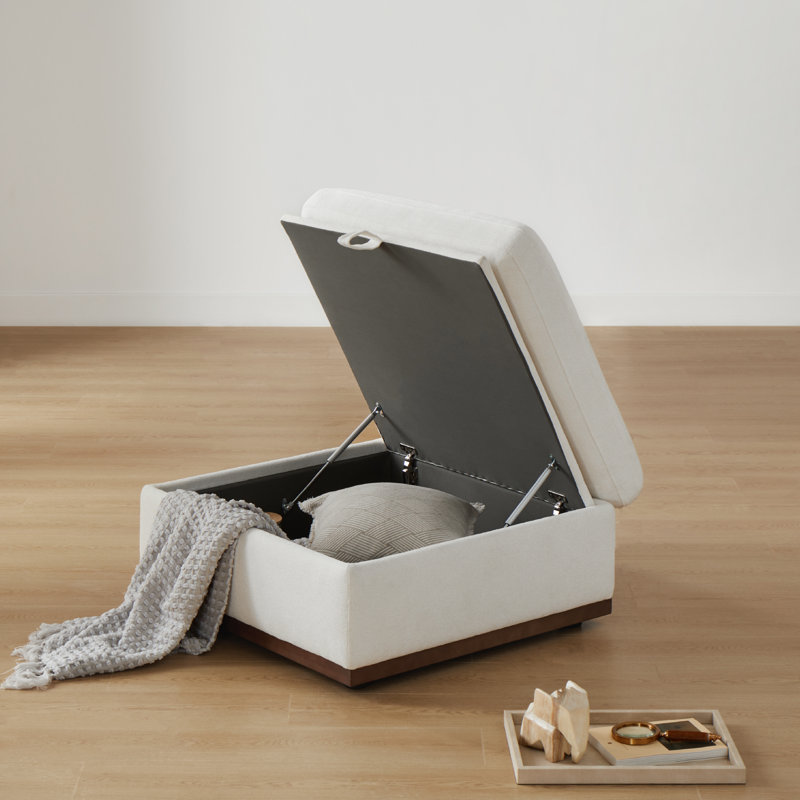 Repose-pieds avec rangement Sayette, Blanc, crème