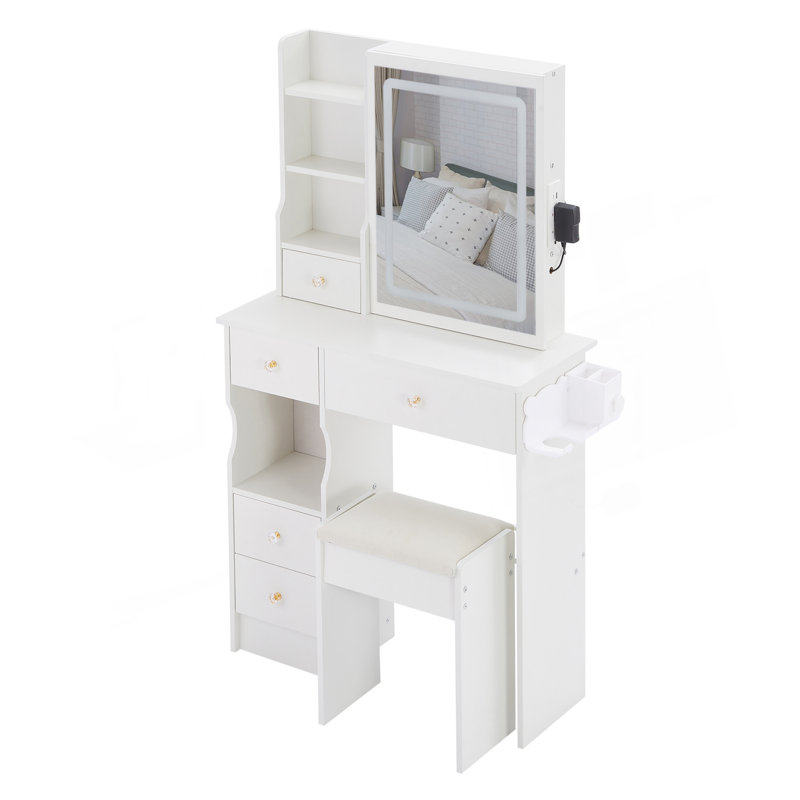 Length 11.8" X Width 15.7" X Height 63" Simple Stylish Dressing Mirror Cabinet, Full Body Mirror Cabinet, Extra Large Mirror, Multi Layer High Capacity Storage, Use Alone Or In Conjunction With Vanity
