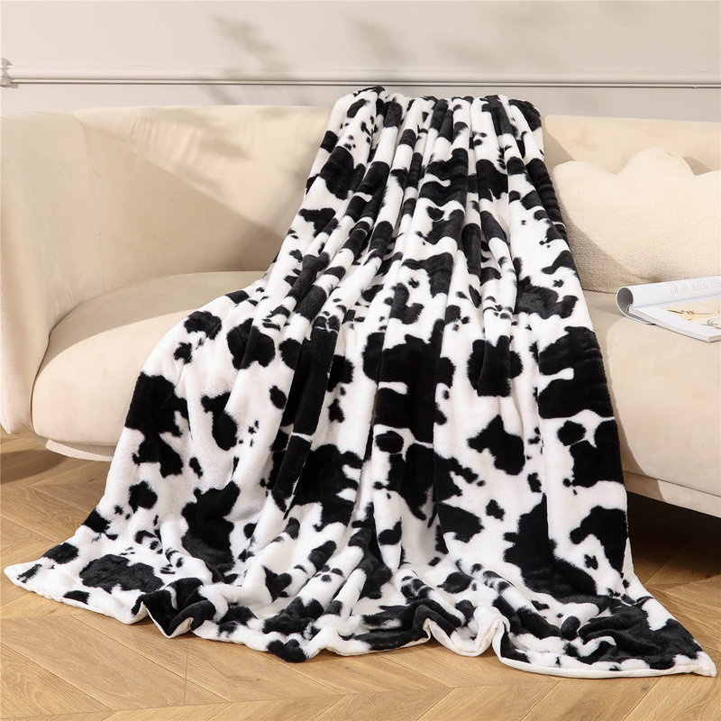 Couverture en flanelle , Vache noire tachetée, L 63 po x l 51 po