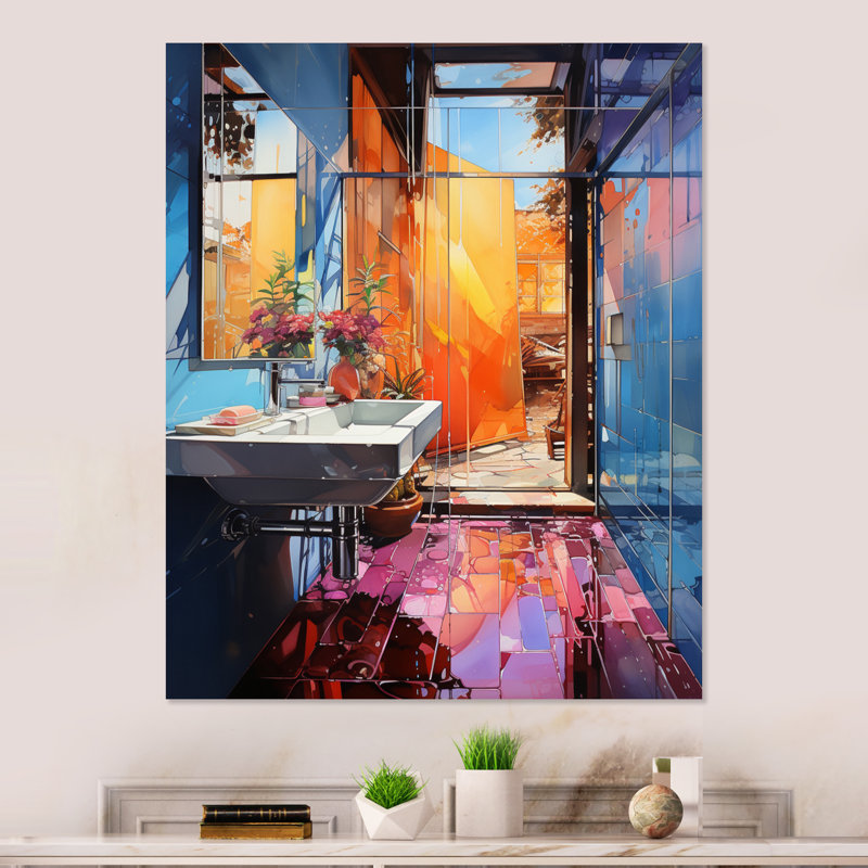«Bathroom Bathroom Abstract Reflections I», reproductions d'art mural en métal pour salle de bain, H 20 po x l 12 po x P 1 po