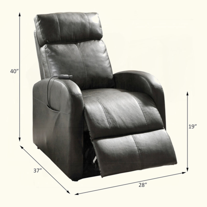 Rodborough PU Recliner W/ Power Lift, Black