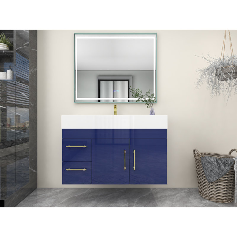 Ensemble de meuble-lavabo simple 42 po, Bleu nuit brillant