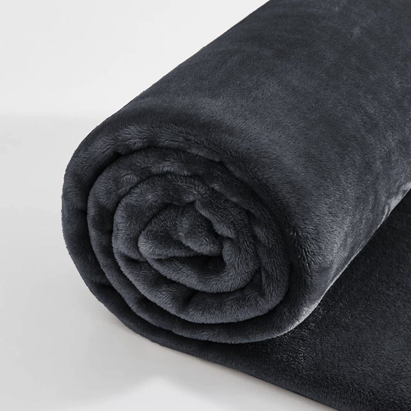 Ultra Soft Plush Faux Fur Reversible Fleece Blanket, Single, Grey