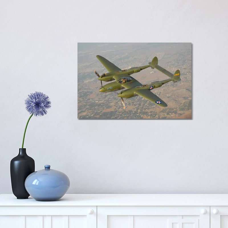 P-38 Lightning over San Bernardino, California 1 Piece Wrapped Canvas Wall Art, 30.48 cm H x 45.72 cm W
