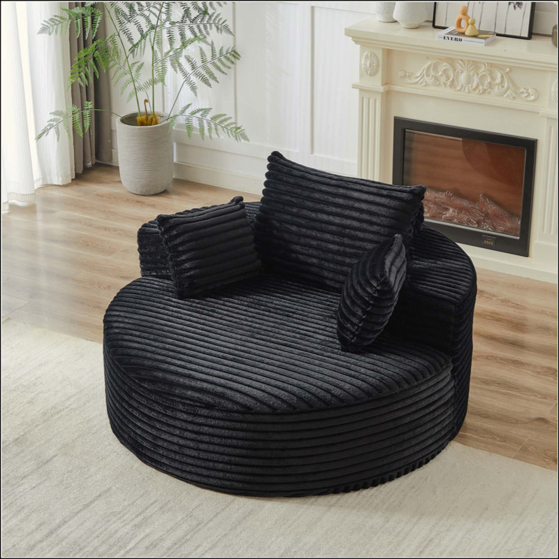 Canapé éponge Boneless, fauteuil-lit moderne moelleux, L 55 po, Velours côtelé, Noir