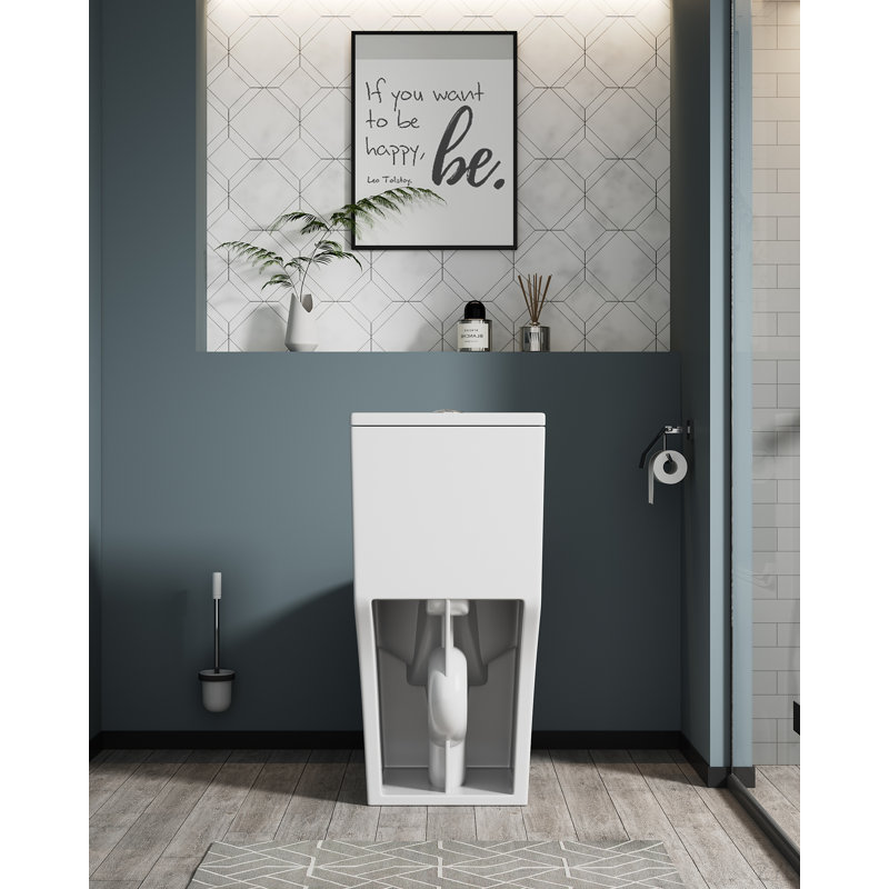 1.1/1.6 GPF Elongated Comfort Height Floor Mounted One-Piece Toilet, CUPC Certified, Watersense Cetified, Ceramic, White Color, Soft Close Seat