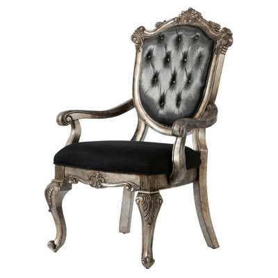 Caviness Tufted Arm Chair in Silver Gray and Antique Platinum (Set of 2)