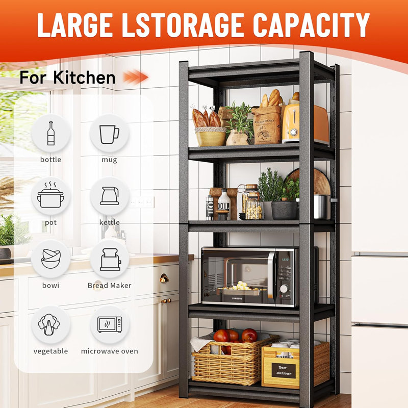 Support de cuisine, tablette de comptoir en métal à 2 niveaux, support à épices, tablette de rangement pour garde-manger, tablette pour station café, l 14 po x P 12 po x H 22 po