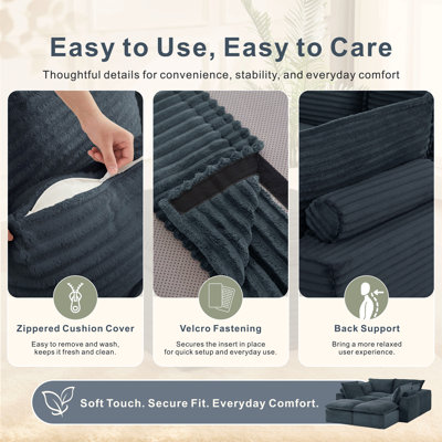 140" Modular Sectional Sofa, Pet-Friendly Corduroy, No-Tool Configuration, U-Shaped/L-Shaped/Sleeper/Straight, Lightweight Modules, No Assembly Required