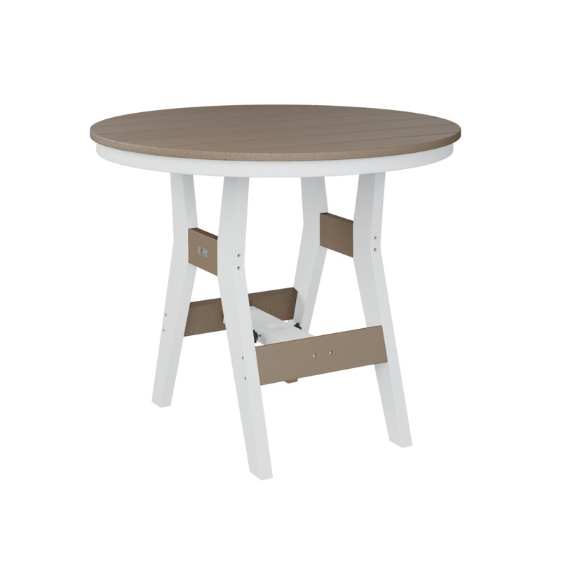  Harbour Regular Weatherwood Top With White Base 38″ Round Bar Table, Weatherwood, 38.87" H x 38" W x 38" D