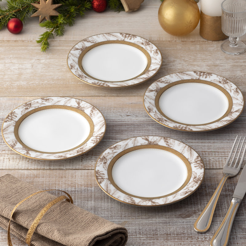Noritake Charlotta Gold Holiday Harvest Appetizer Plates, 6-1/4"
