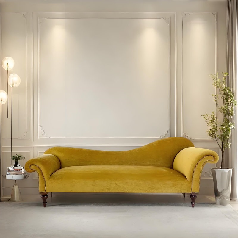 Chaise longue décontractée élégante et confortable, Jaune citron, Orienté à droite