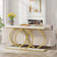 Console moderne 55,11 po en simili marbre blanc et doré pour canapé d'entrée, salon et salon