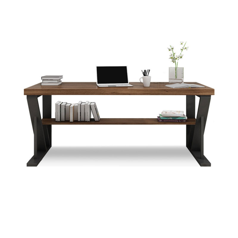 Bureau rectangulaire en bois massif noyer, H 29,53 po x l 62,99 po x P 27,56 po
