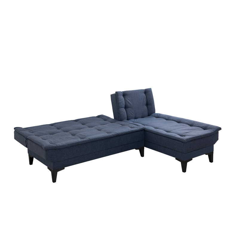 Canapé modulaire d'angle rembourré 88,6 po Sky, 100 % lin bleu marine